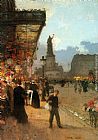 Paris Canvas Paintings - La Place de la Republique, Paris